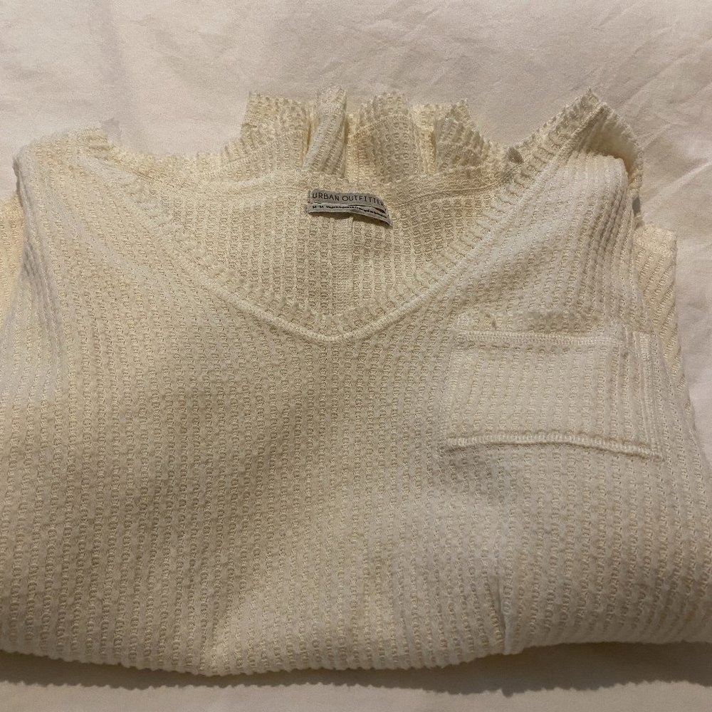Urban Outfitters Waffle Pattern Cream Sweater